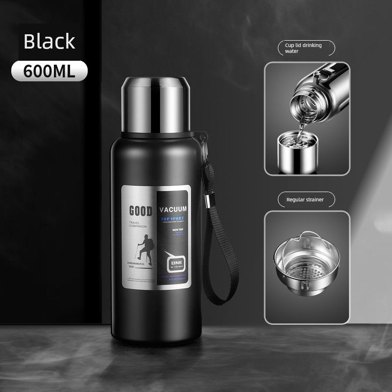 Japanese Tiger Large-Capacity Thermos Cup for Men, 316 Stainless Steel Water Bottle, Outdoor Portable Tea-Water Separation All-Steel Flask