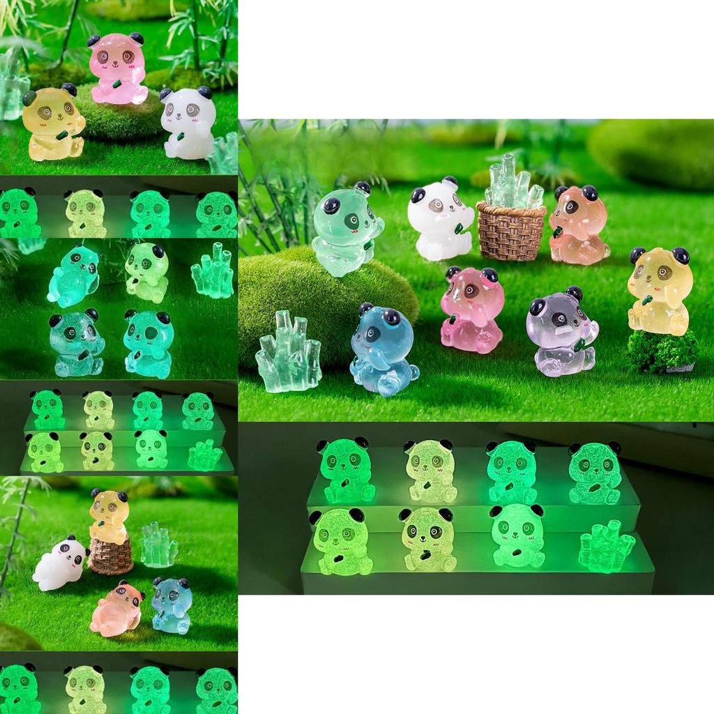 Charming Resin Panda Ornaments Glow In The Dark Garden Accessories In 7 Colors