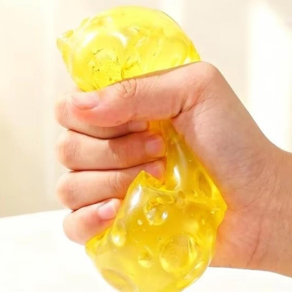 Slow Rebound Cheese Pinch Toy Transparent Non Rebound Fidget Toy Cheese Squeezed Cube Calming Toy
