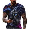 Men's Fashion 3D Cool Lion Tiger Digital Printed Fashion Short Sleeve