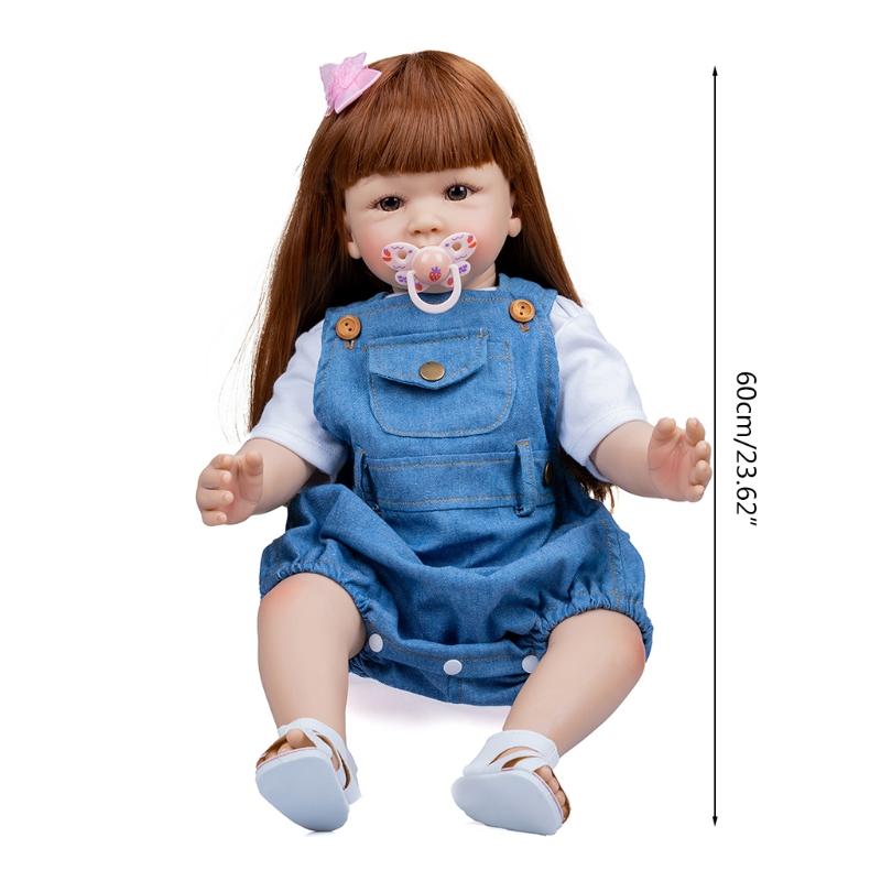 23’’ Baby Girl Cuddle for Doll Reborn Simulation Toy Lovely Heavy Weight Lifelike Toy with Rooted Hair Newborn Birthday