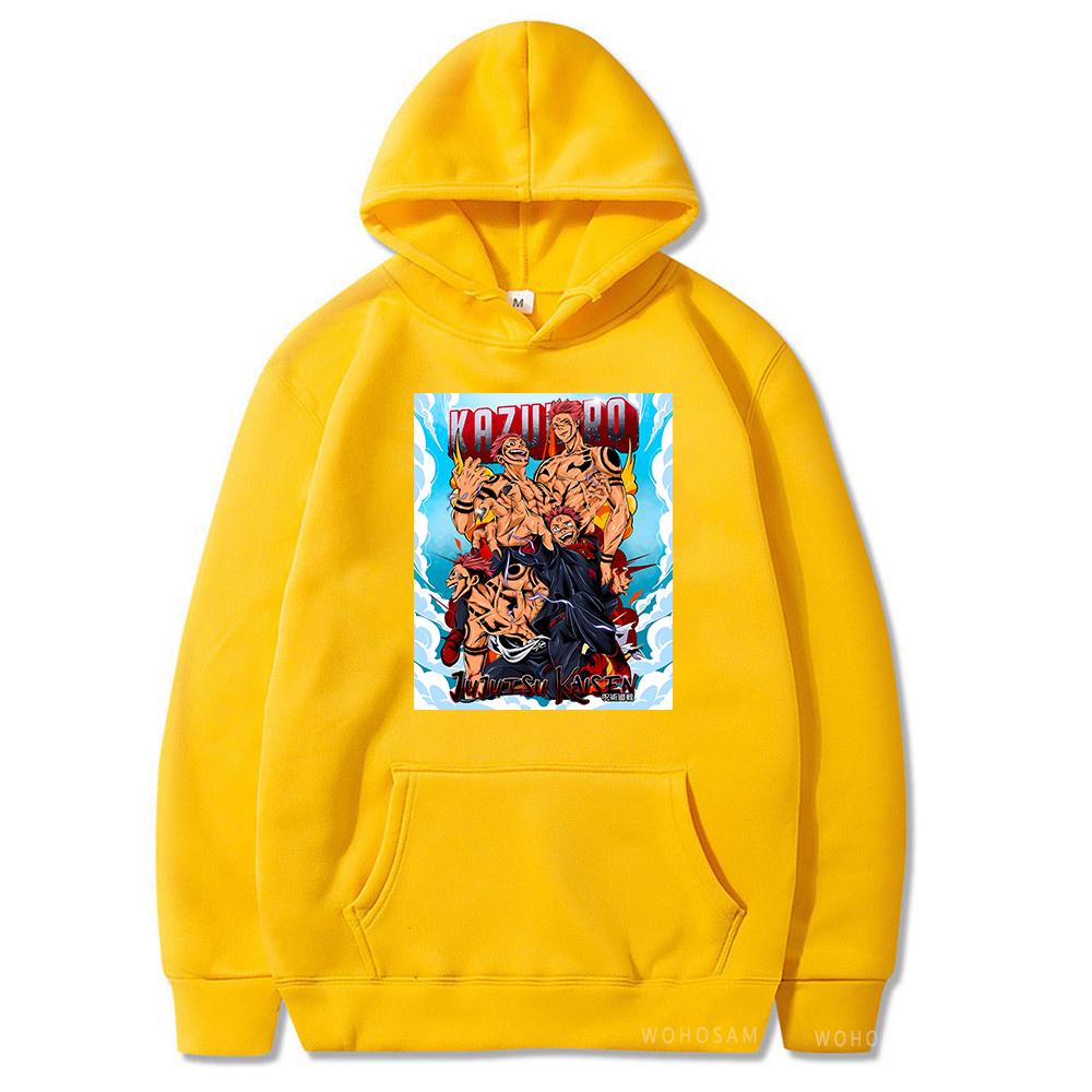 

Японское аниме дзюдзюцу кайсен Ryomen Sukuna толстовки для мужчин и женщин модные топы с капюшоном в стиле Харадзюку подарок для подростков лоскутные мягкие удобные толстовки 4XL жёлтый