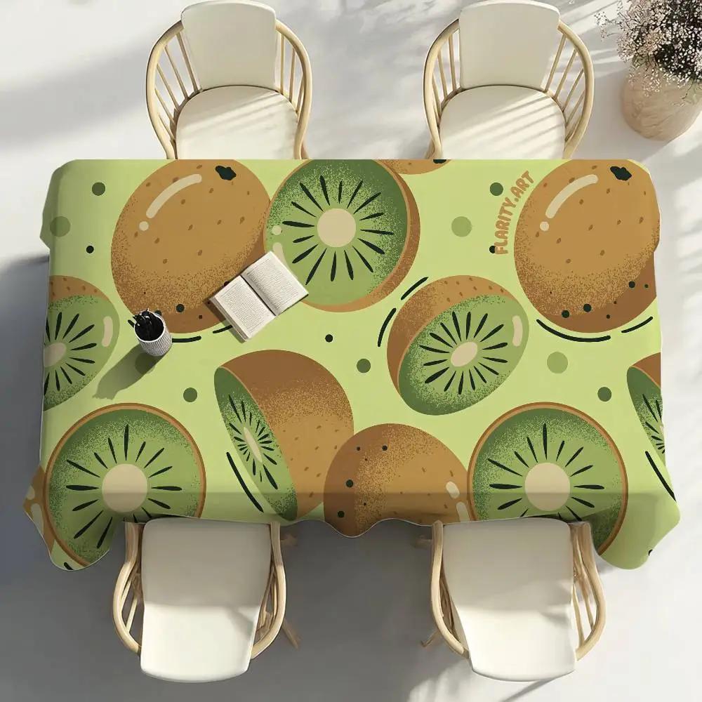 1PC Green Kiwi Fruit Table Cloth Party Decor Dining Room Home Kitchen Patios Waterproof Stain-Proof Table Cloth