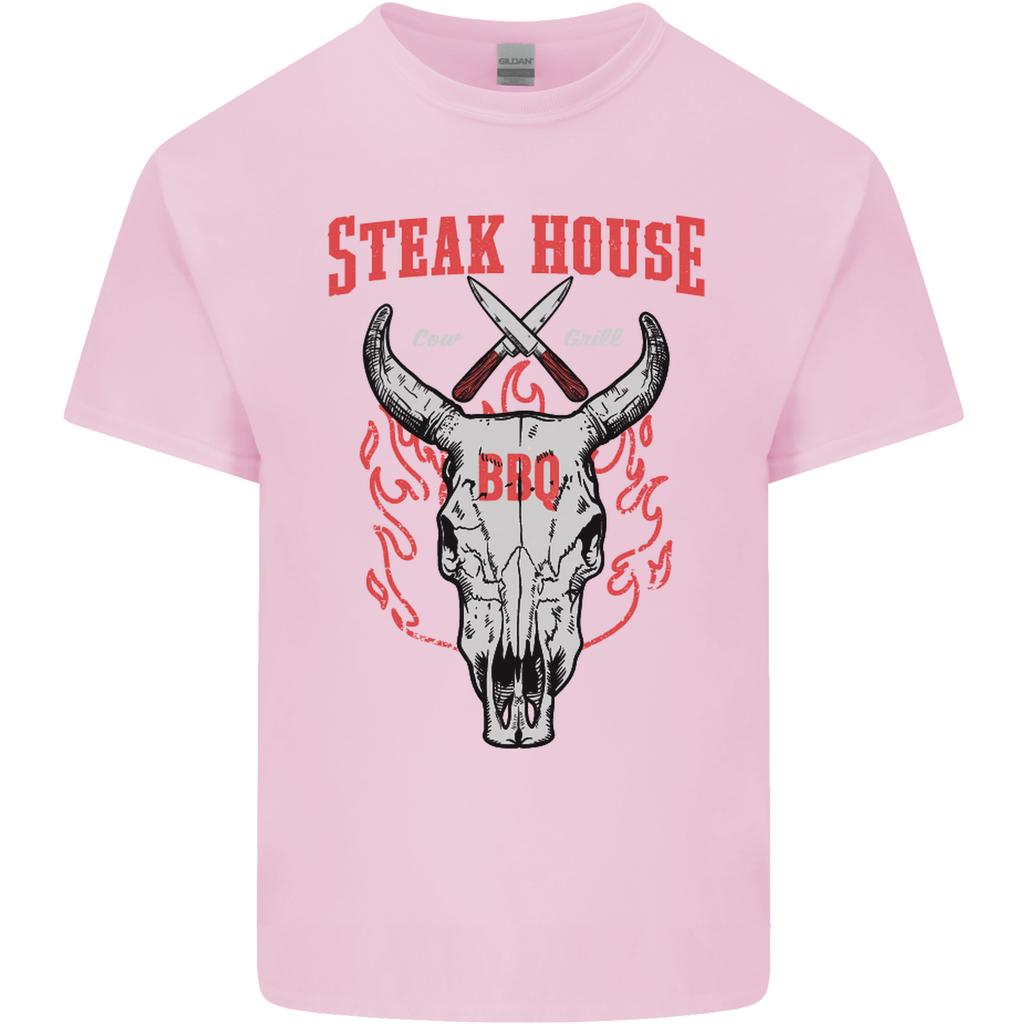 Steak House Bbq Cow Skull Grill Beef Food Unisexs Light Cotton Tshirt