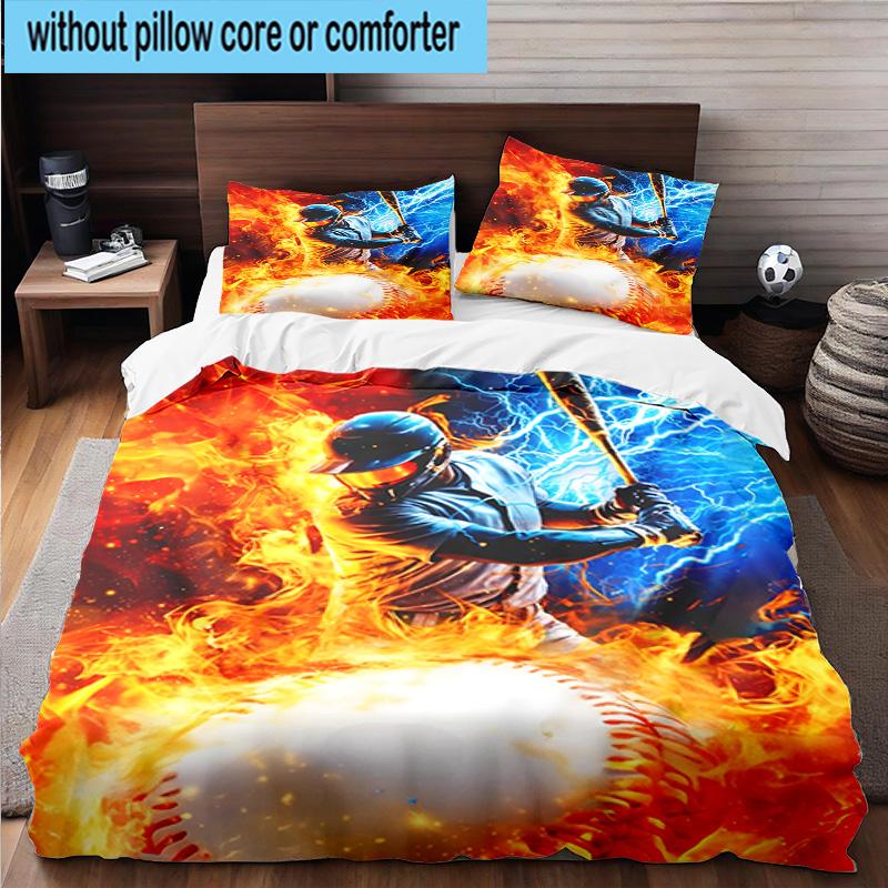 3PCS Football Player In Flames 3pcs Bedding,Including 3PCS Duvet Cover And 2pcs Pillowcases Perfect for Christmas,Ideal for Bedroom, Dormitory
