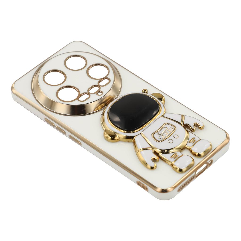 For Xiaomi 14 Ultra Case Electroplating Soft TPU Phone Cover with Astronaut Hidden Kickstand