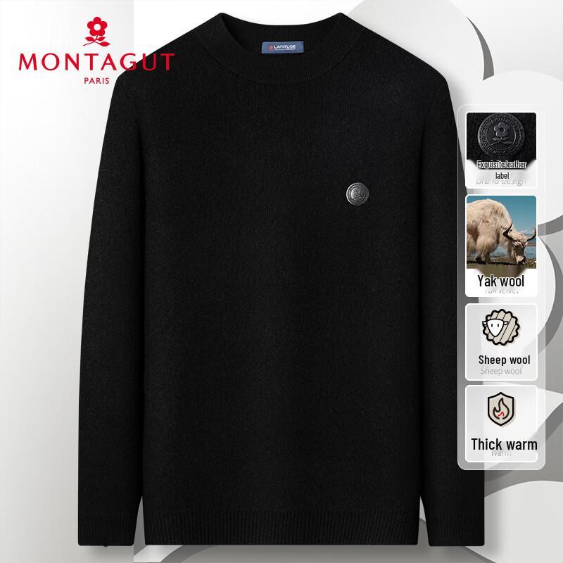 

MONTAGUT Men s Yak Wool Blend Thickened Knitted Sweater 54