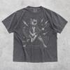 Maglietta Gatto Rock and Roll, T-shirt Grafica Gattino con Chitarra Elettrica, Maglietta Divertente per Amante della Musica, Regalo Vintage Usurato per Animale Musicista
