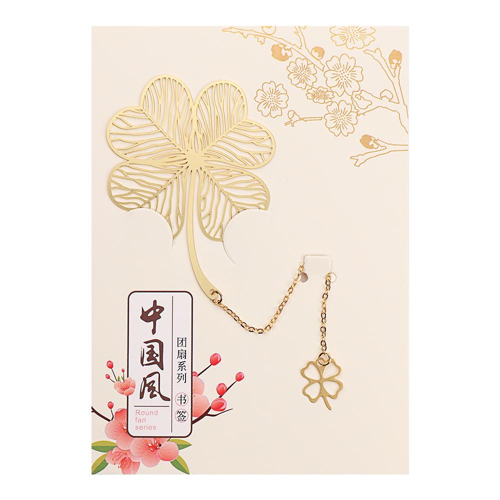 New Rose Gold Apricot Leaf Metal Bookmark Tassel Chinese Style