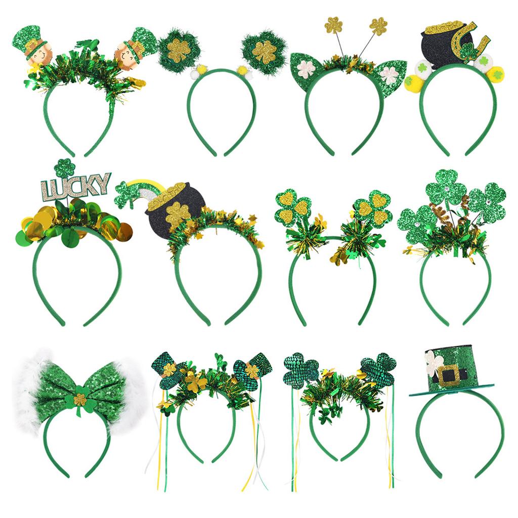 StPatricks Day HairHoop for Irish National Day Celebration Glittering Powder Headband for Theme Party Festival Gathering