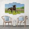 Five Piece Picture Canvas Print Horse Gallop Meadow