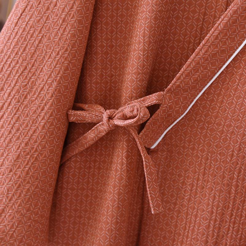 New Japanese Kimono Robe Spring/Summer Couple Nightgown100% Cotton Large Bathrobe Men's and Women's Mid Length Home Pajamas