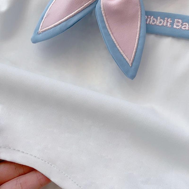 Summer Children Girls Student Set JK Mandarin Collar Tshirts and Pleated Skirts Kid Bottom