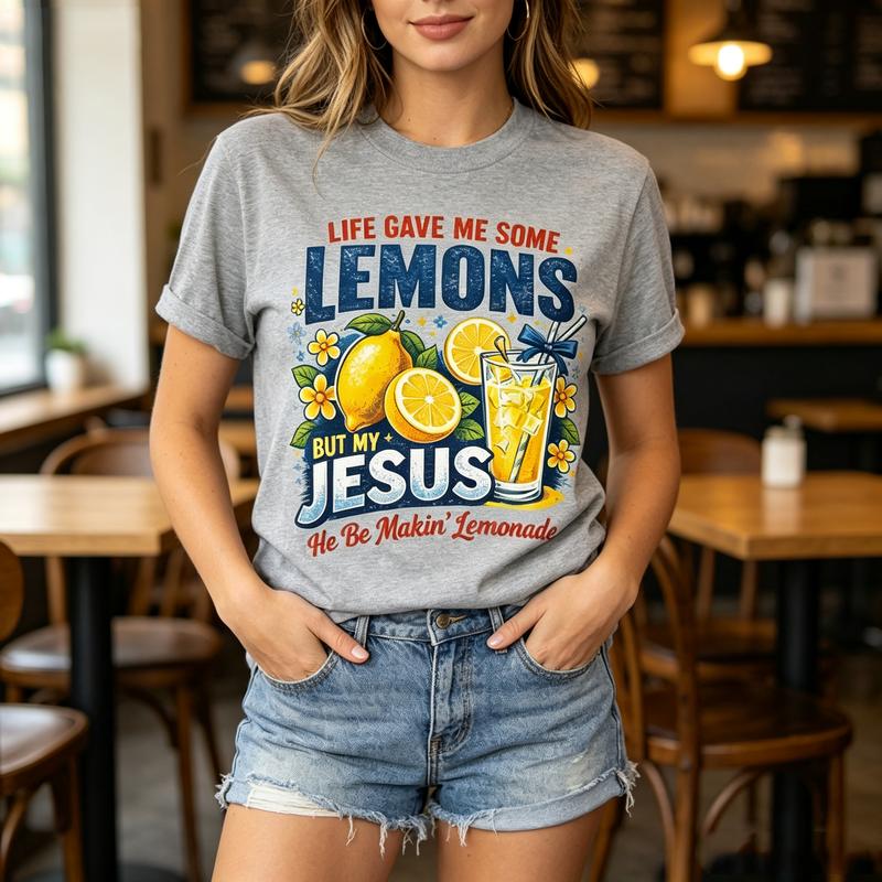 Vintage Life Gave Me Some Lemons Print T Shirt Unisex Unisex Jesus Lemonade Lover Casual Short Sleeve Tops