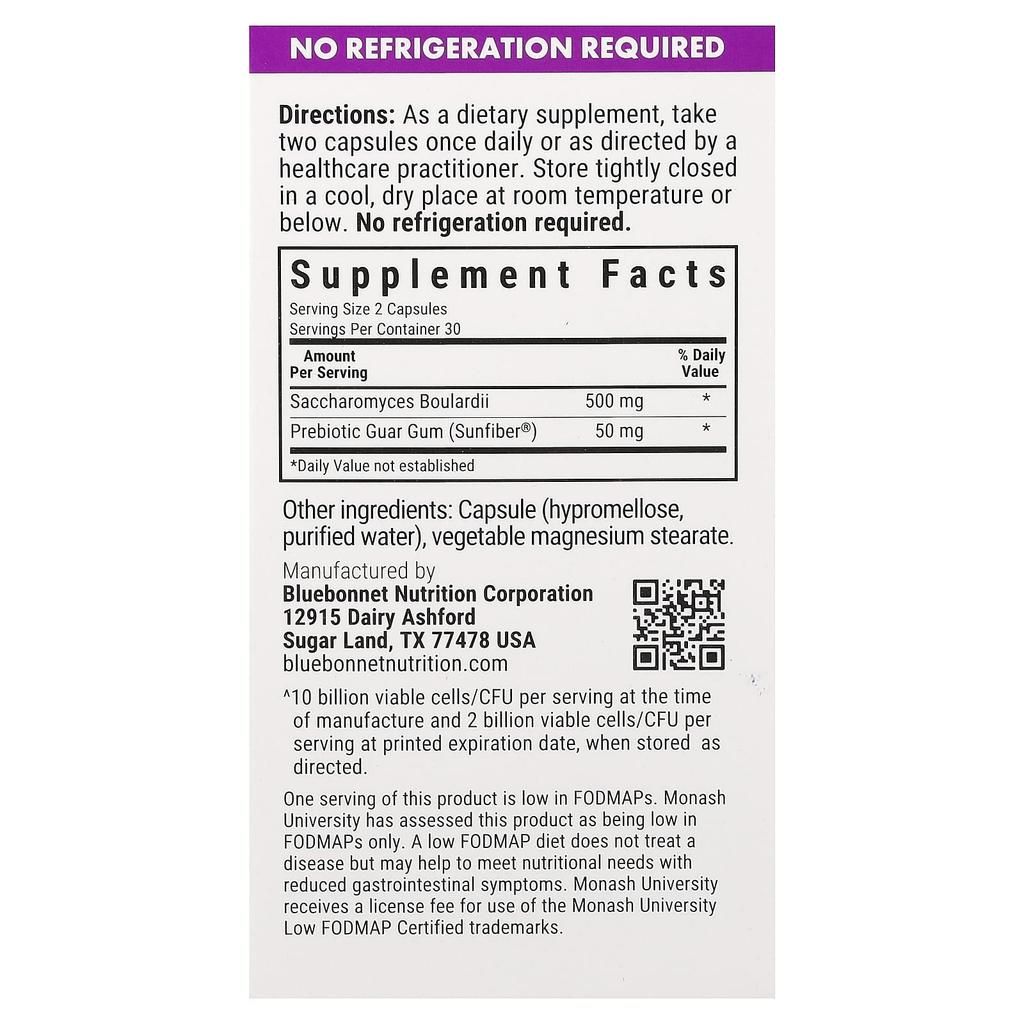 Bluebonnet Nutrition, S. boulardii Probiotic, 60 Veggie Capsules