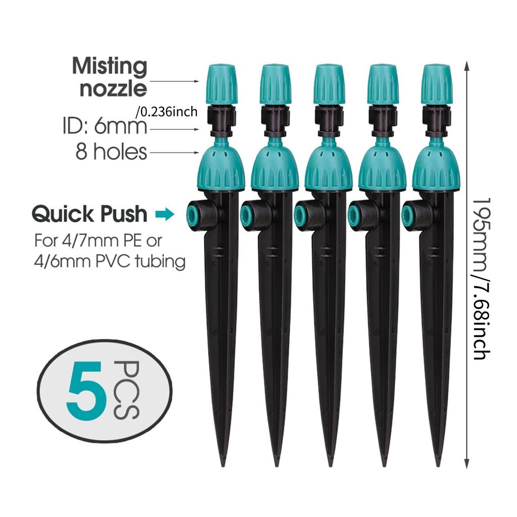 2 in 1 Drip Irrigation Transmitter and Atomizing Nozzle for 1/4 Inch Pipe, 360 Degree Flow Dropper for Garden Irrigation