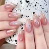 Naken katteøye-glitter, med neglekunst, neglekunst, rosa kattepoteavtrykk, søt katt falsk negl negl, neglbit