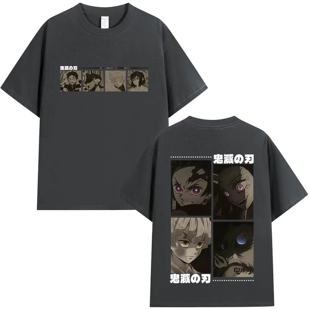 Anime Demon Slayer T Shirt Kamado Tanjirou Kamado Nezuko Agatsuma Zenitsu Hashibira Inosuke Tshirt Men Fashion Oversized Tshirt 4XL
