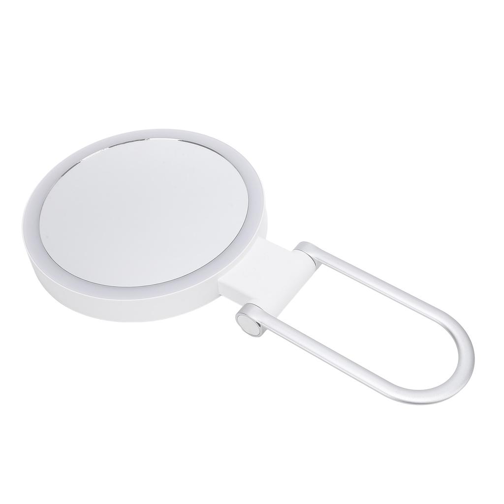 Travel Makeup Mirror with Light White Stand Adjustable Angle Magnifying Mirror Double Sided Magnific