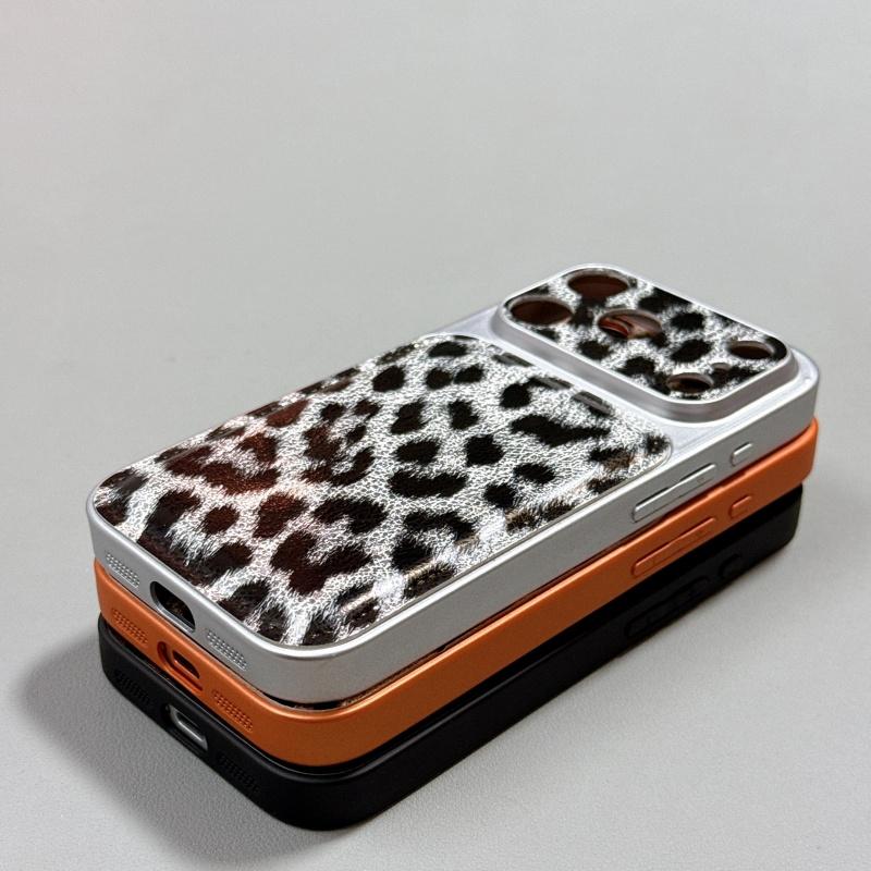Luxury Retro Leopard Print Pattern Bumper Phone Case For iPhone 17 Air 16 15 14 Pro Max 16Plus Electroplating Bulge Back Covers