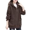Winter Women Fleece Hoodie Windproof Thick Outerwear Cardigan Jacket with Drawstring Hood Full Sleeves Zipper Closure