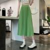 High Waist Thin Section Thin Drape Feeling Small Medium Length A Word Crinkle Skirt Chiffon Through Pleated Half Body Skirts