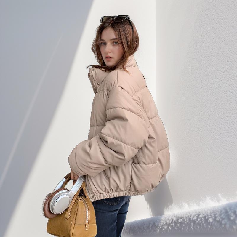 GMXIA Damen Vintage Casual Einfarbig Druck Herbst Winter Langarm Stehkragen Jacken & Mäntel