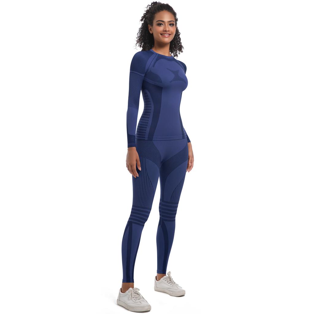 Auroth Long Sleeve Yoga Set Women Seamless Sportswear Quick Dry Shirts Running Pants Workout Clothes