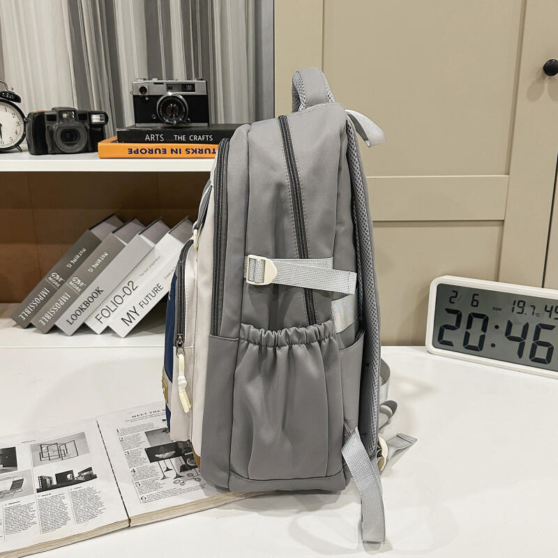 Large Capacity Men's Backpack Women's Color Contrast Backpack Middle School Student Schoolbag