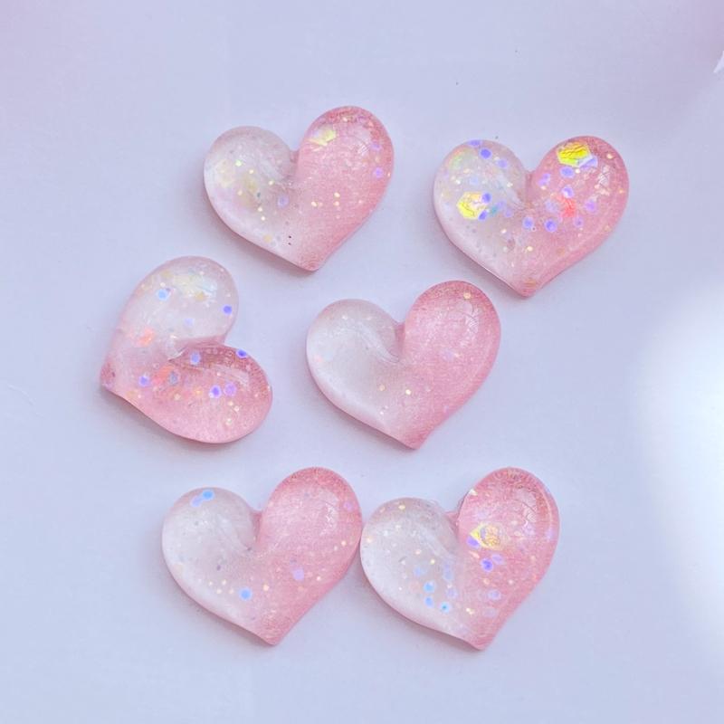 10Pcs New Cute Resin Mini Shining Heart Flat back Cabochons Scrapbooking DIY Jewelry Craft Decoration Accessories
