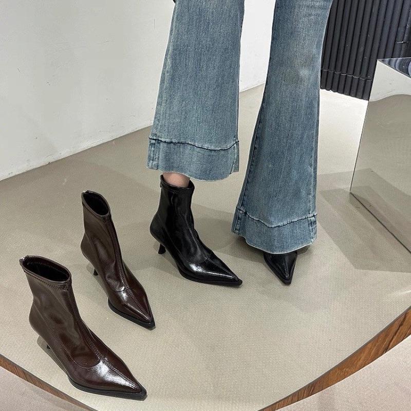 Móda Nový Styl Dámské Slim Kotníkové Boty Módní Elegantní Boty se Špičatou Špičkou Tenký Vysoký Podpatek Dámské Morder Krátké Boty Zapatos Mujer