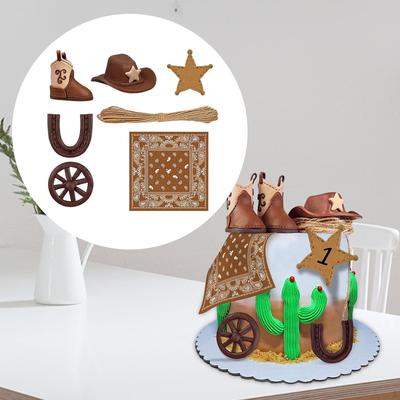 Cowboy Cake Topper Western Theme Party Decoration Supply, Pick Inserts Cupcake