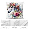 Watercolor Horse  Floral Cushion Cover Soft Plush Fabric DoubleSided Printed Cushion Covers for All Seasons Modern Home Decor
