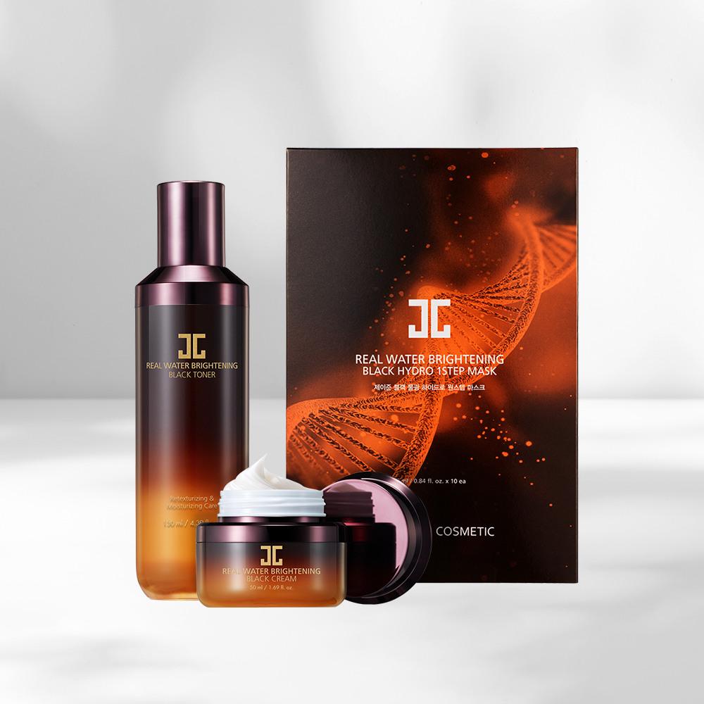 [JAYJUN] Black Water Glow Toner 130ml + Clean 50ml + Hydro Mask 1STEP 10 sheets 3 types of black water glow foundation