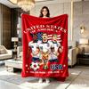 1pc Independence Day USA 250 Years Soccer Team Flannel Blanket, 2D All Season Holiday Keepsake, Soft Blanket for Bedroom, Campin