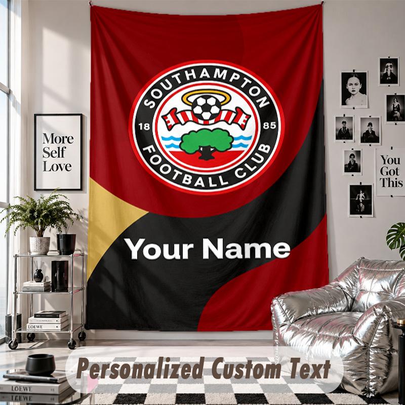 Tapisserie murale personnalisée avec nom et texte, Tapisserie décorative Southampton FC pour chambre à coucher