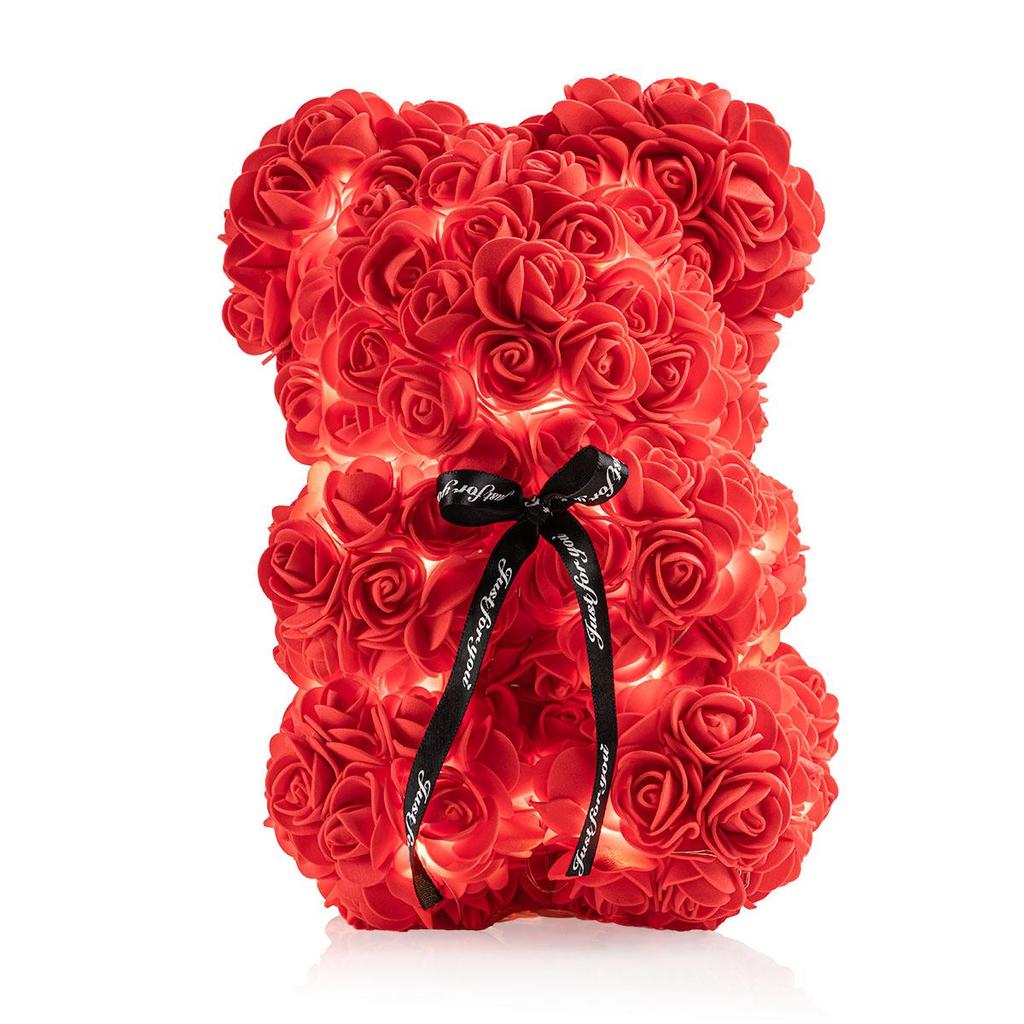 Orsetto di peluche rosa, rosso, petali di rosa 25 cm, decorazione, regalo per la festa della mamma