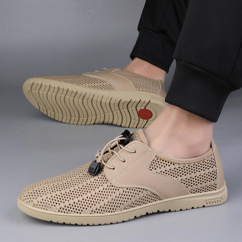 Italian Brand Breathable Mesh Casual Shoes Hollowed Out Lightweight Men's Work Shoes Trendy New Men's Business Shoes Versatile