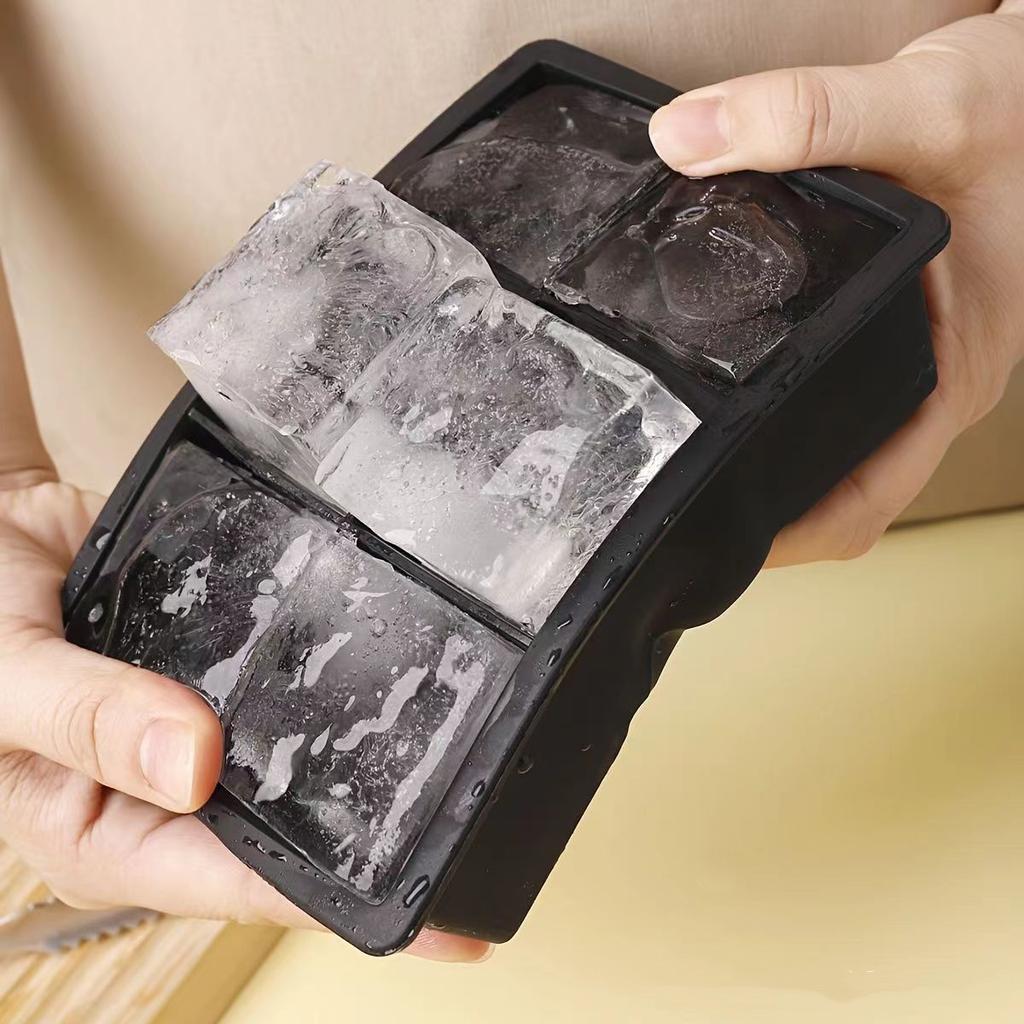 6 Gözlü Büyük Buz Kalıbı Kalıbı Büyük Gıda Sınıfı Silikon Kare Buz Küpü Tepsisi Kutusu Kendin Yap Buz Blokları Kalıbı Bar Viski için Kolay Çıkarılabilir