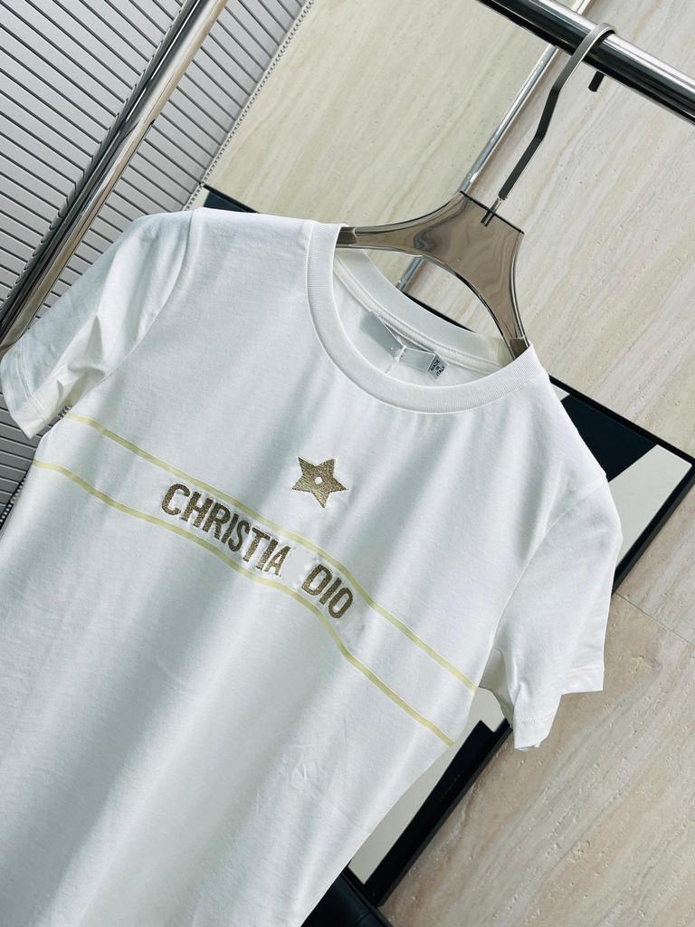 2025 High-End Women's Short Sleeve Embroidered Logo T-Shirt - Japanese & Korean Casual Style
