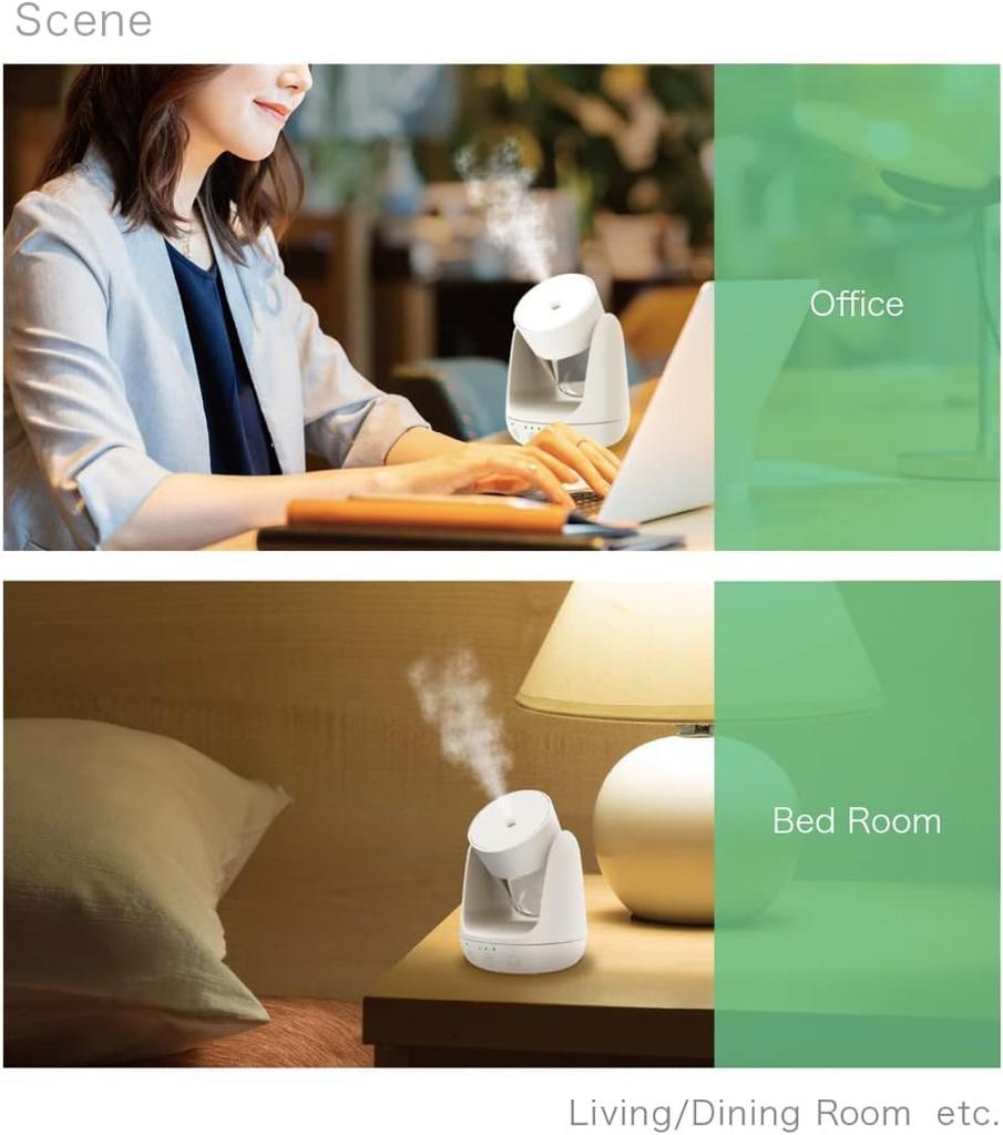 TOPLAND Ultrasonic Desktop with Automatic Swing Adjustable Off and Intermittent Mode Water Spills Even When Tipped White Humidifier, USB, Compact,