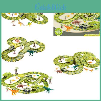 Elektryczna tor wyścigowy dla samochodów Puzzle Scena z dinozaurami Edukacyjna zabawka dla dzieci
