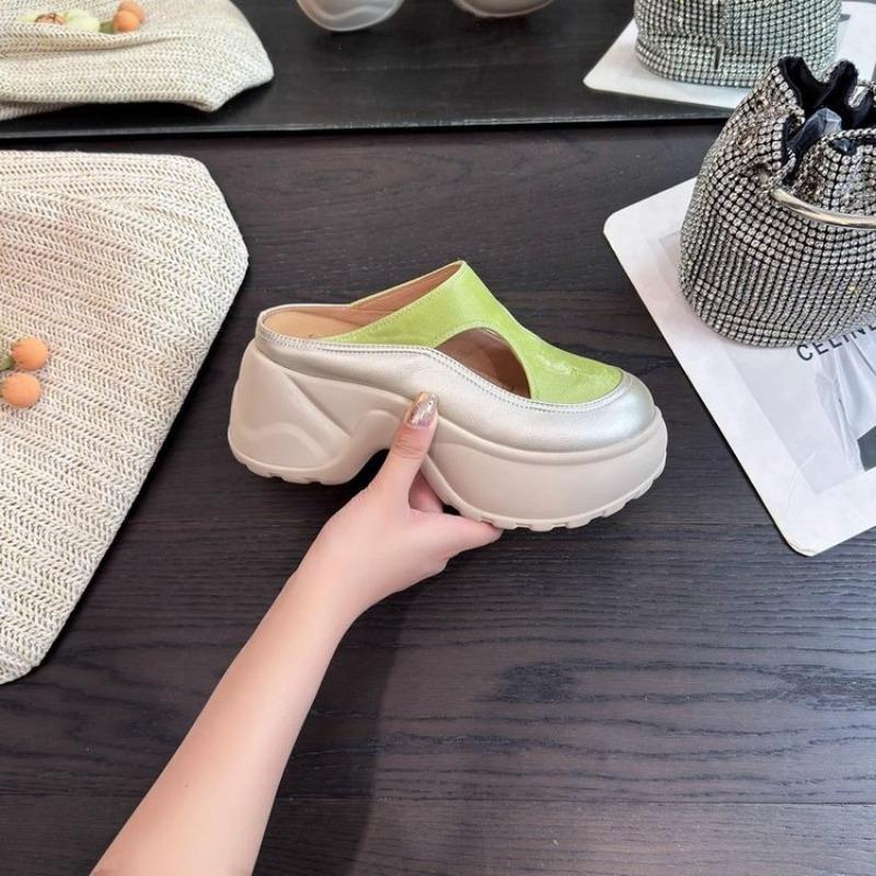 Small Thick-soled Bag Head Slippers, New Side Empty Muffin Sole Women's Shoes, Women's Outer Wear, One Pedal Lazy Shoes