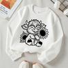 Kids Crew Neck Sweatshirt, Cute Bull with Sunflowers Print, Soft Cozy Pullover for Autumn & Winter