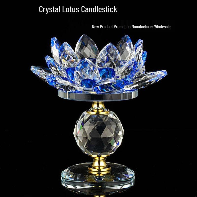 Crystal Lotus Candle Holder for Home Decor and Gifts Green Lotus Candle Holder
