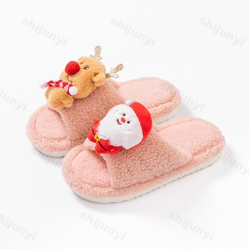 Fashion Christmas Women's Cotton Slippers Winter New Cartoon Fashion Lightweight Plush Shoes Comfortable Warm Non Slip Indoor Home Shoes