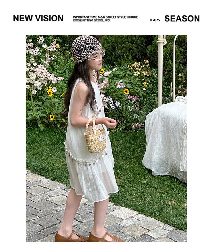 Girls' Summer Dress 2026 New Style Little Girls' Summer Princess Dress Big Children's Sleeveless Beach Dress Children's Dress