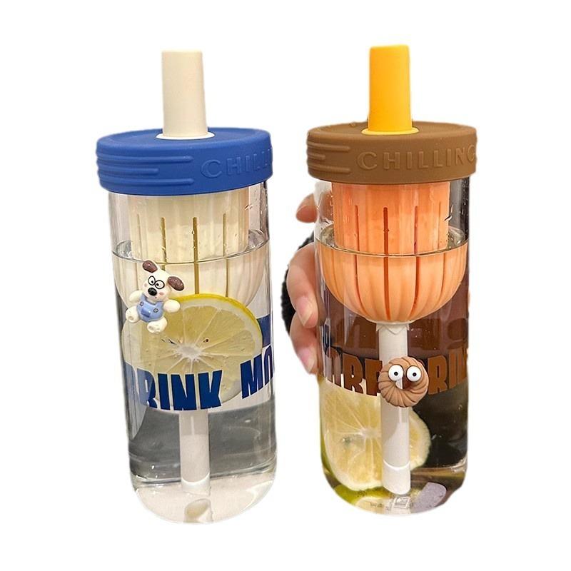 Iced Coffee Cup with Lids and Straws 20 Oz Water Coffee Milk Cup Large Capacity Tea and Water Separation Straw Cup