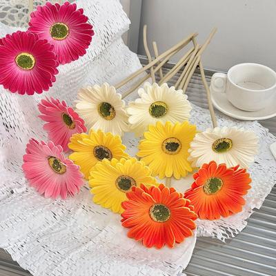 Konstgjorda Gerbera Blommor med Böjbara Stjälkar Falska Silkes Afrikanska Gerbera Blommor Boho Falska Vildblommor för Bröllop Brudfest Hem Kök Dekor