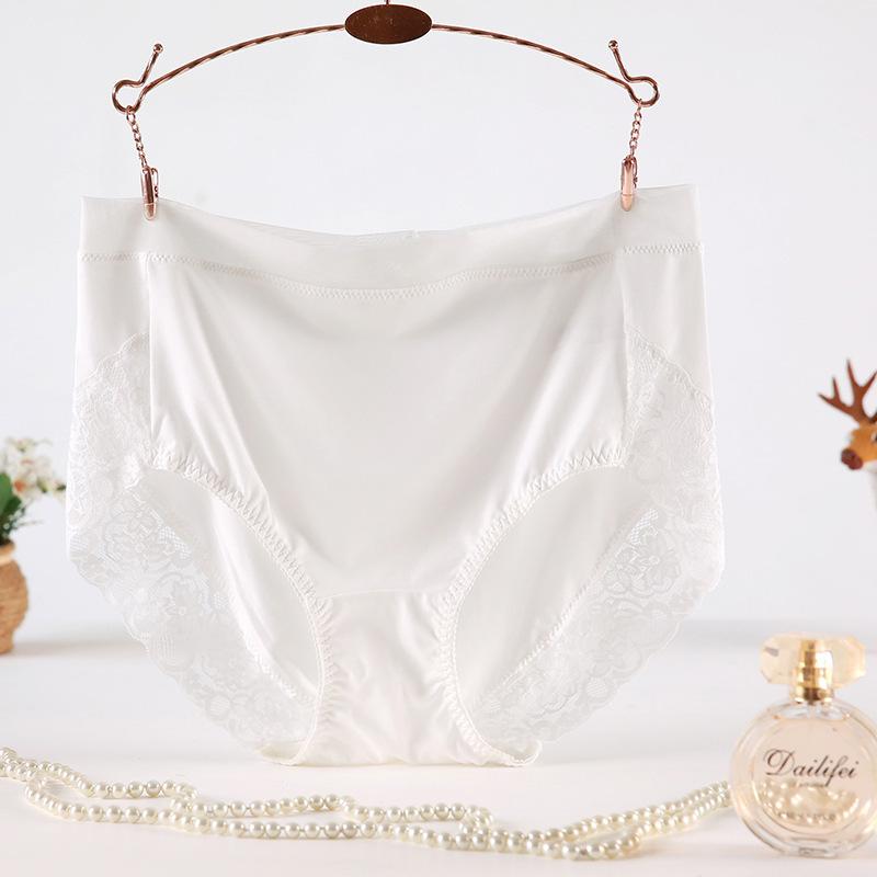 Milk Silk Comfortable Panties for Women Sexy Lace Plus Size Briefs Breathable Smooth Female Underpants High Elastic